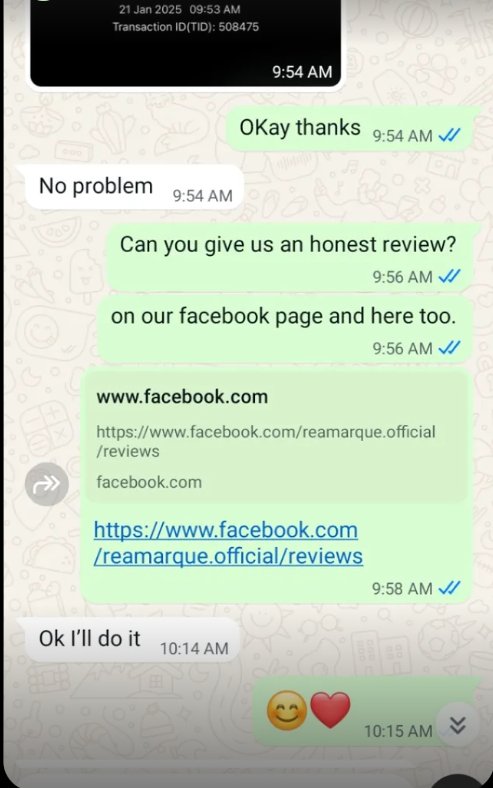WhatsApp client message for Quarred